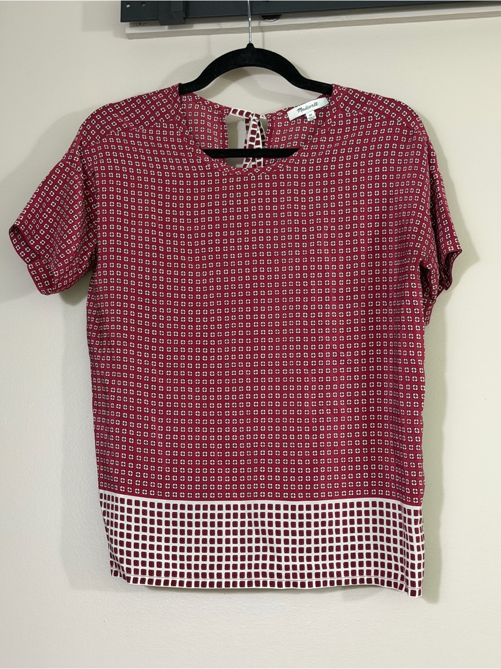 MADEWELL 100% silk short Sleeve Tee, sz XS